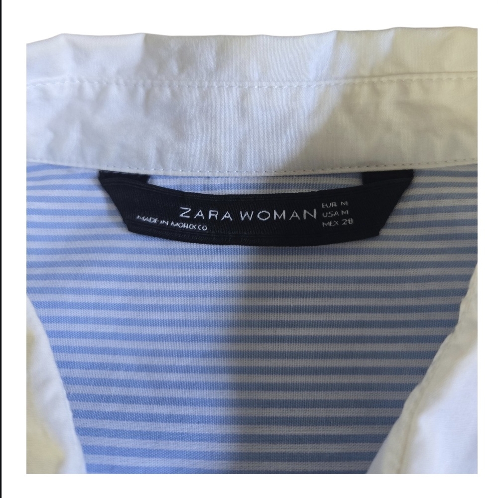 Zara Light Blue Striped Button Down Shirt Size M - Picture 7 of 8